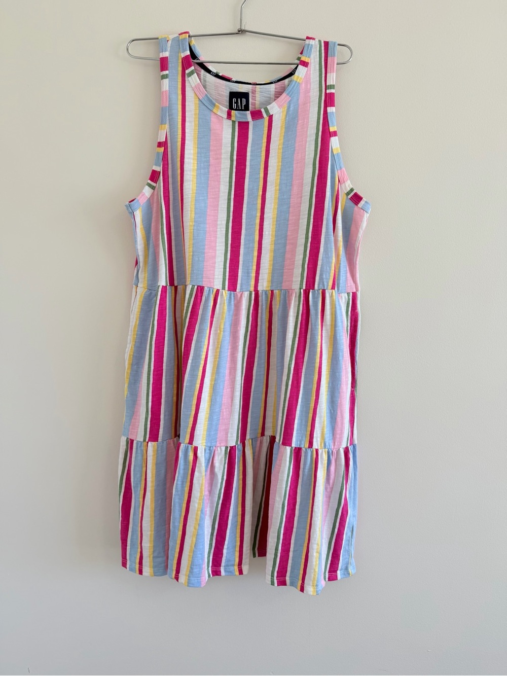 GAP Cotton Modal Striped Sleeveless Tiered Dress